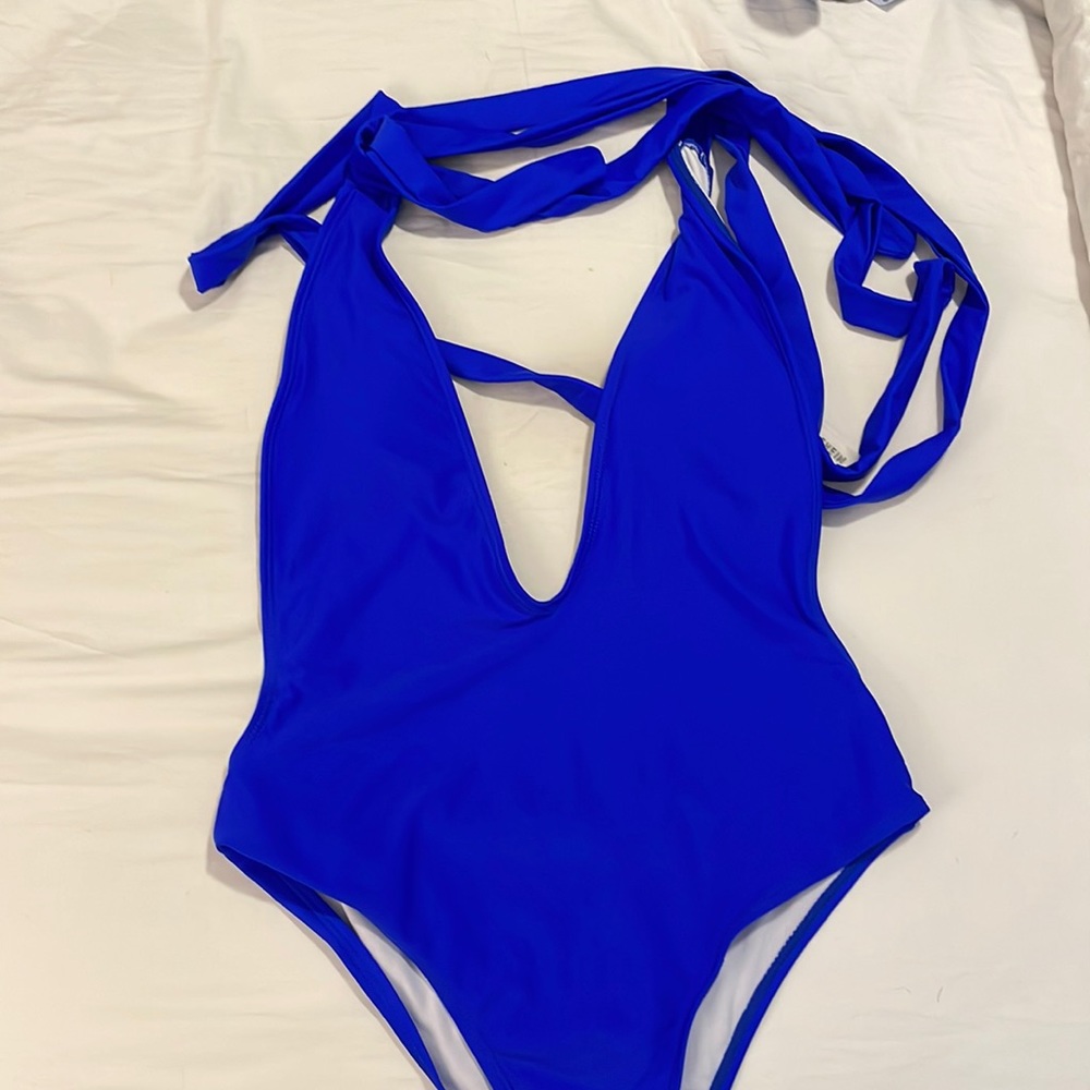 Shein blue one piece bathing suit